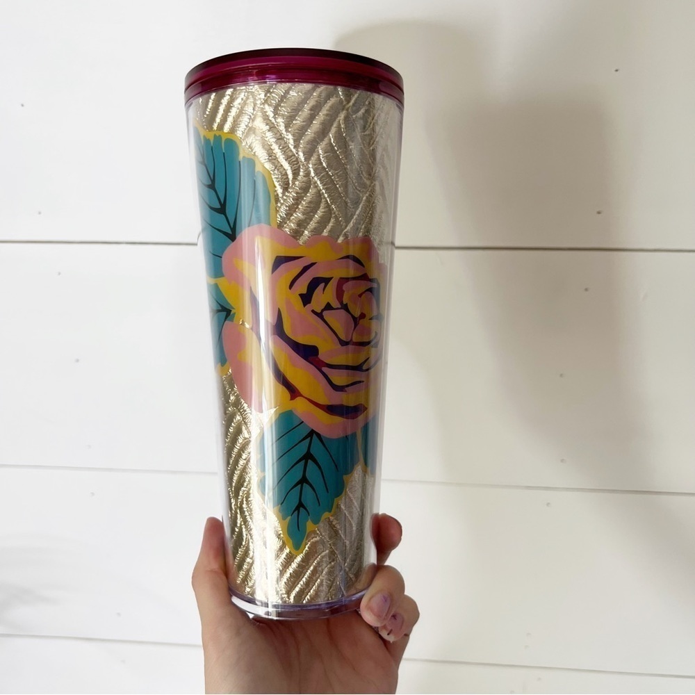 Starbucks Gold Quilted Foil Rose Tumbler 24 oz